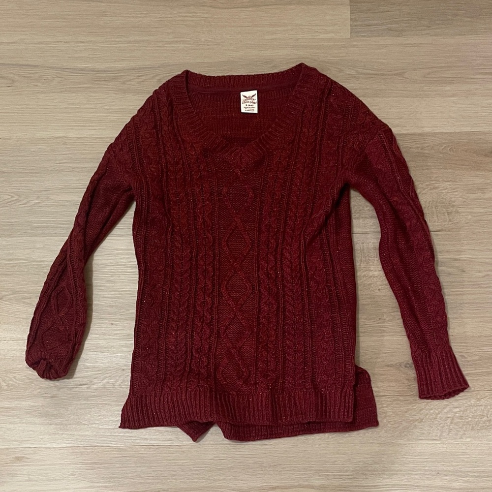 Faded Glory Women's Deep Red V-Neck Sweater